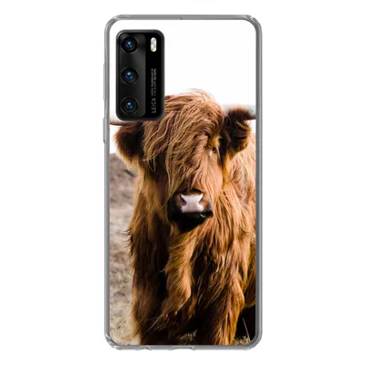 Produktbild von MuchoWow® Handyhülle Schutzhülle Hülle für Huawei P40 Schottische Highlander - Landschaft - Kuh - Braun - Tiere - Natur Silikon Softcase Handy Hülle - Handytasche