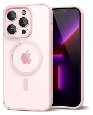 Obrázek produktu pro Magnetický kryt pro iPhone 13 Pro, kompatibilní s MagSafe, průhledné nárazuvzdorné pouzdro, ochranný zadní kryt Růžový