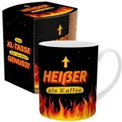 Produktbild von XL-Tasse für Männer mit Spruch 'Heißer als Kaffee'