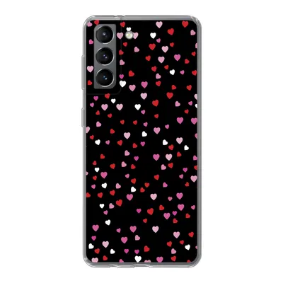 Produktbild von MuchoWow® Handyhülle Schutzhülle Hülle für Samsung Galaxy S21 Eine Illustration mit Herzen auf einem schwarzen Hintergrund Silikon Softcase Handy Hülle - Softcase