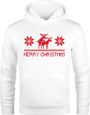 Produktbild von Ugly Christmas Sweater Hoodie Herren Kapuzen-Pullover Moonworks® weiß L