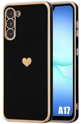 Image de Coque pour Samsung Galaxy A17 4G/5G, Silicone avec Motif Cœur Protection Antichoc Slim Noir