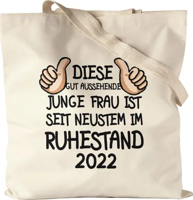 Produktbild von Rentnerin 2022 Jutebeutel Stoffbeutel Canvas Rente Lustig Spruch Ruhestand Rentner Pension