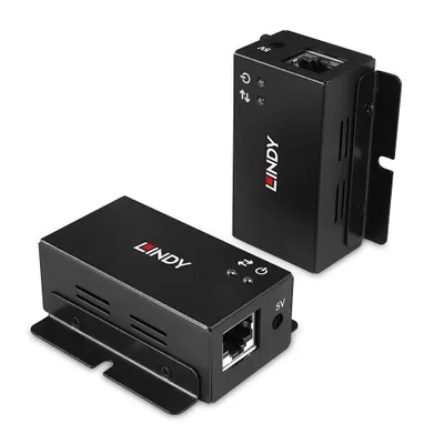 Produktbild von Lindy 43386, Netzwerksender & -empfänger, 50 m, 480 Mbit/s, Cat5e, Cat6, NS1021, Schwarz