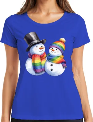 Produktbild von LGBTQ+ Schneemänner - Weihnachten Weihnachtsgeschenk Christmas Damen T-Shirt, Blau, L