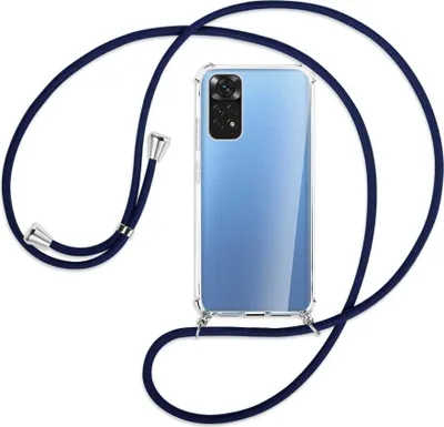 Produktbild von Handykette Backcover-Schutzhülle mit Band (Metall silberfarben) für Xiaomi Redmi Note 11S 4G - dunkelblau