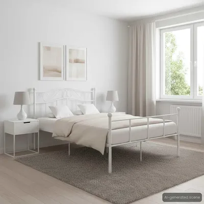 Produktbild von Metallbettgestell, weiß, 160x200 cm