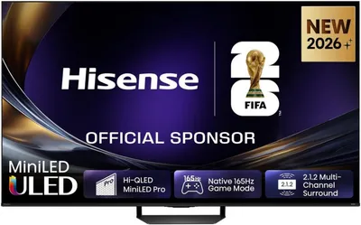 Produktbild von Hisense 65 '' U7DS Pro | ULED MiniLED Smart TV 4K 165 Hz, 165,1 cm (65"), 3840 x 2160 Pixel, DLED, Smart-TV, WLAN, Schwarz