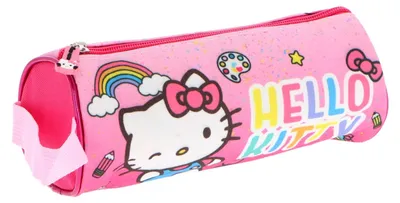 Produktbild von Hello Kitty Federmäppchen Pink Rund 23x9x9 cm mit Trageschlaufe und stabilem Reißverschluss