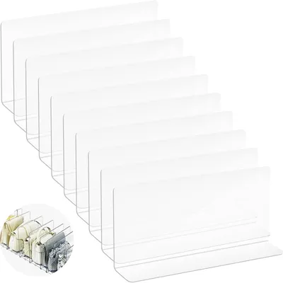 Productafbeelding van Rekscheidingen - Set van 10 - Rekverdelers voor kasten - Doorzichtige PVC geluidswand