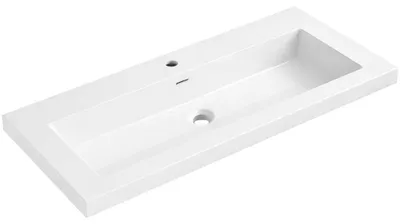Immagine prodotto di CERANO - Lavabo in marmo colato Ovo - con troppopieno - bianco lucido - foro per rubinetto - 80,5 x 46,5 cm