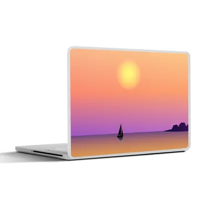 Produktbild von MuchoWow® Laptop Aufkleber Sticker Cover Boot - Segeln - Sonne - Nacht 36.5x27.5 cm - Laptop-Sticker