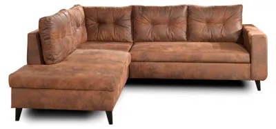 Image de Best Mobilier NORDIC - Canapé d'angle gauche - 5 places - Convertible - Industriel vintage , Marron