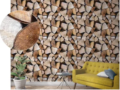 Produktbild von NEWROOM Tapete Braun Vliestapete Holz - Wandbild Rustikal   Feuerholz  Tapete Modern Holztapete