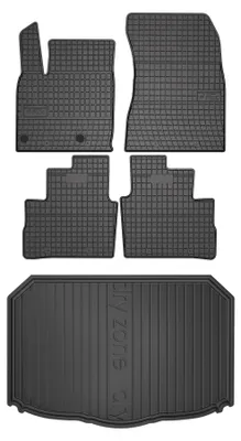 Productafbeelding van Rubberen automatten + kofferbakmat voor Nissan Qashqai III vanaf 2021 (SUV/crossover) – 5-delig, zwart, op maat – Wielganizator SolidPRO