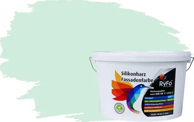Produktbild von RyFo Colors Silikonharz Fassadenfarbe Lotuseffekt Trend Aloegrün 10l - bunte Fassadenfarbe, weitere Grün Farbtöne und Größen erhältlich, Deckkraft Klasse 1