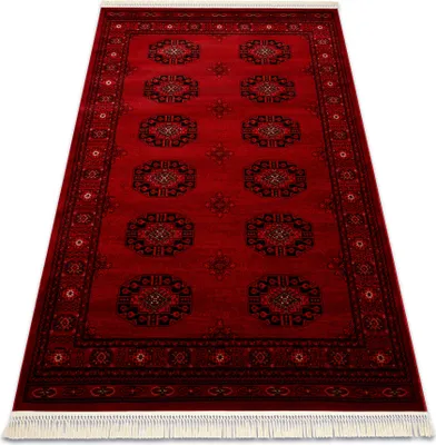 Immagine prodotto di ORIENT 6871 tappeto bordeaux / nero Cornice, classico, ornamento, con frange rosso 100x200 cm
