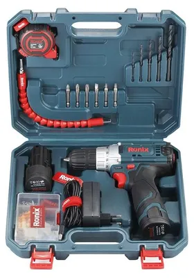 Produktbild von Ronix Akku-Bohrschrauber-Set 12 V (19-teilig) - RS-8613