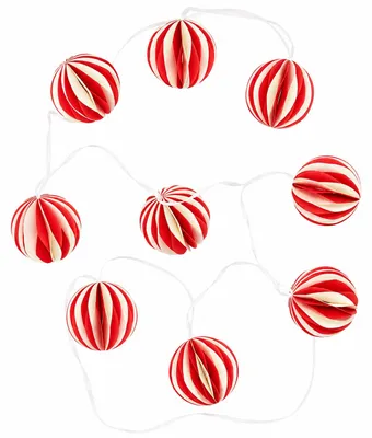 Produktbild von Honeycomb-Girlande aus Papier in Rot-Weiß, ca. 200 cm lang