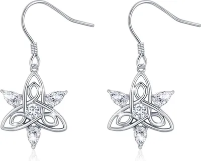 Produktbild von 925 Sterling Silber Damen Mond Ohrringe Keltische Hypoallergene Ohrhaken(Symbol für Glück und