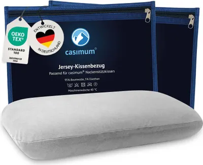 Produktbild von 2er Set Kissenbezüge für Comfort Nackenkissen GRAU, 30 x 70 cm, weich & hautfreundlich, verdeckter Reißverschluss, CASIMUM