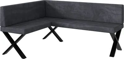 Produktbild von MEBLINI Eckbank für Esszimmer - Küchenbank - Essecke - Sitzecke Küche - TONI - X-Beine 128x168x87cm Links - Dunkelgrau Samt