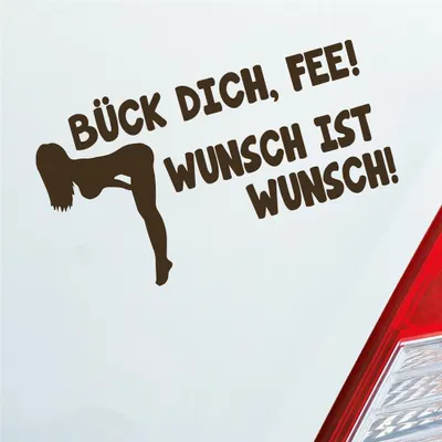 Produktbild von Auto Aufkleber Bück dich, Fee! Wunsch ist Wunsch! Girl Car Motorrad 18x10 cm Braun Sticker Heckscheibenaufkleber