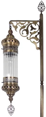 Zdjęcie produktu dla Turecka lampa stojąca w stylu vintage, inspirowana motywami marokańskimi, wysokość 165 cm