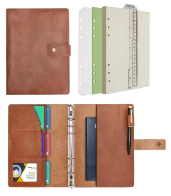 Produktbild von Nachfüllbares Notizbuch A5 Leder Gepunktetes Papier Organizer Kaffee