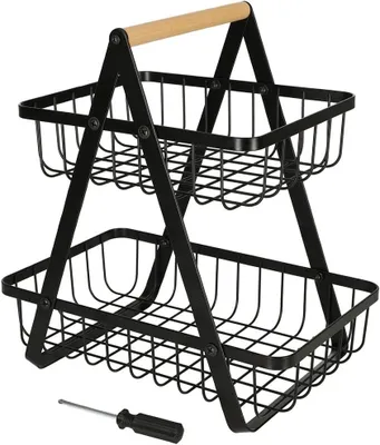 Imagen del producto de Estantería de 2 niveles, de metal, color , ideal para la cocina y para frutas
