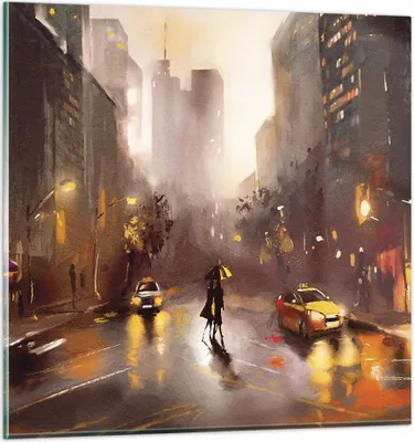 Produktbild von Bilder auf glas - Einteilig - Manhattan Paar Straße - 60x60cm - Glasbilder - Wandbilder - Bilder - zum Aufhängen bereit - Wanddekoration aus Glas - Glas Bilder - Wandbild auf Glas - GAC60x60-4298
