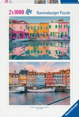 Immagine prodotto di Puzzle Ravensburger - Case colorate - 2 puzzle da 1000 pezzi per adulti