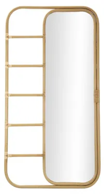 Produktbild von Standspiegel Panama mit Boho-Rahmen aus Eisen und Rattan