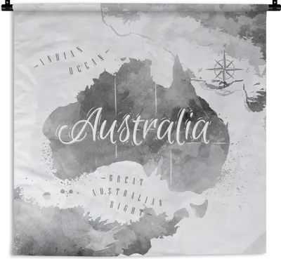 Produktbild von MuchoWow® Wandteppich Wandbehang Australien - Weltkarte - Aquarell 120x120 cm Tapisserie Dekoration Wandtuch - Modern - Baumwollgewebe