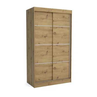 Produktbild von Kleiderschrank ROB 120 ARTISAN, 120x60x215cm mit Spiegel –Schiebetüren, Kleiderstange & Regalböden, Garderobenschrank,  Moderner Kleiderschrank