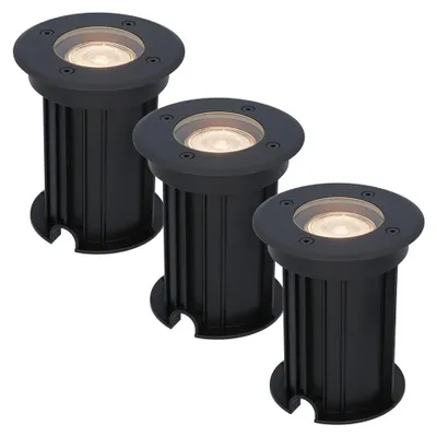 Image de HOFTRONIC - Spot LED au sol 3x4W GU10 345lm 2700K Dimmable IP67 Noir