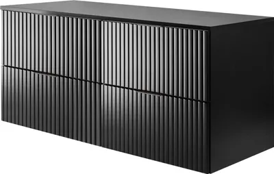 Image de Meuble sous-lavabo, noir mat, 120 (2 x 60) x 57 x 46 cm, poignée noire + plan de travail