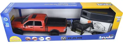Productafbeelding van Bruder RAM 2500 Power Wagon met paardentrailer en 1 paard; artikelnummer 2501