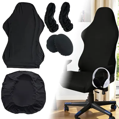 6-teiliges Gaming-Stuhlbezug-Set, schwarz, für Bürostühle