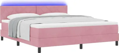 Immagine prodotto di Letto a Sorgente LED con materasso Rosa 180 x 200 cm Velluto