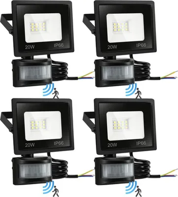 Immagine prodotto di Bettizia Faretto LED con rilevatore di movimento 4X 20W, impermeabile IP66, faretto da giardino, proiettore LED 6000K