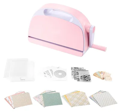 Image de Machine de découpe et de gaufrage manuelle - Machine de découpe portable de 22,9 cm - Ensemble comprenant des matrices de découpe et des plaques de gaufrage - Idéale pour le scrapbooking, la création de cartes et le travail du papier