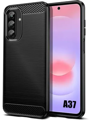 Image de Coque pour Samsung Galaxy A37 5G, Silicone Anti-Rayures Antichoc Souple Motif Fibre Carbone Noir