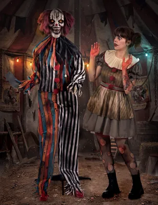 Produktbild von Animierte Dekoration böser Metzger-Clown mit Bewegung 175 cm -