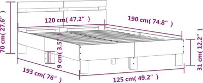 Produktbild von vidaXL Bettgestell mit Kopfteil Weiß 120x190 cm Holzwerkstoff
