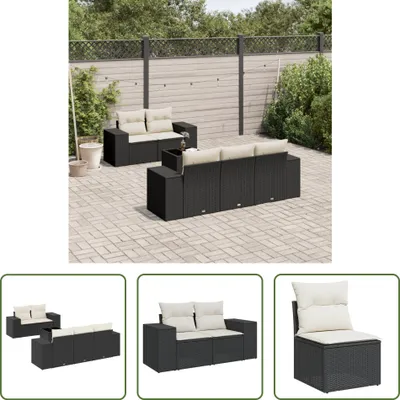 Produktbild von The Living Store 6-tlg. Garten-Sofagarnitur mit Kissen Schwarz Poly Rattan
