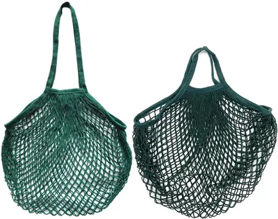 Produktbild von Netzbeutel – Einkaufstasche – 2 PSC – Baumwolle – Wiederverwendbar – Obstbeutel – Gehäkelter Beutel – Ideal zur Aufbewahrung von allem – Dunkelgrün