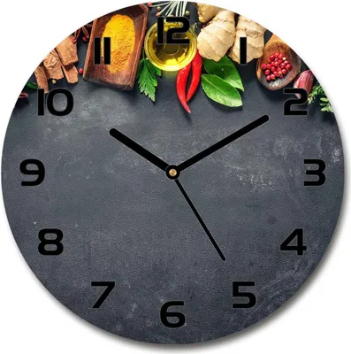 Produktbild von Wanduhr aus Glas 30fi Glasbild Glasuhr Gehärtetes Glas - schwarze-zeiger - Herbs and spices