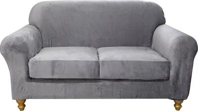 Produktbild von Samt Sofabezug & Kissenbezug Kit, Sofa Überzug Sitzkissenbezug Hussen Sofaschoner Sofasitzbezug, (3 Stück, Sofabezug*1+Kissenbezug*2, Grau)