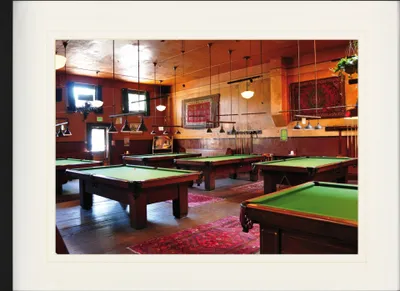 Produktbild von Billard Gerahmtes Bild Mit Edlem Passepartout | Wand-Bilder | Im Bilderrahmen - Pool Saloon (60 x 80 cm)